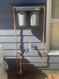 EVR Plumbing Puretec water filtration system installation supporting septic tank and wastewater treatment efficiency