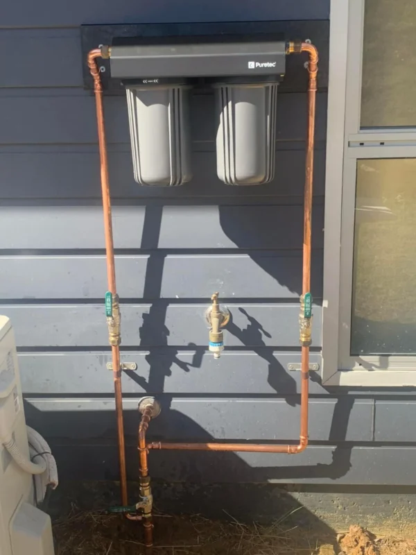 EVR Plumbing Puretec water filtration system installation supporting septic tank and wastewater treatment efficiency